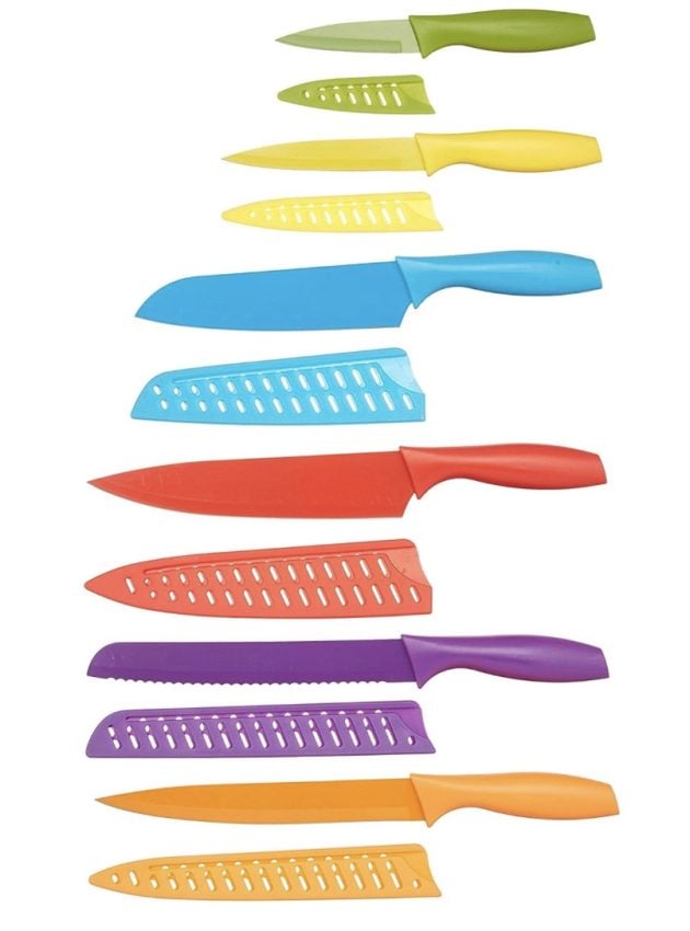 Amazon Basics Color-Coded Kitchen 12-Piece Knife Set